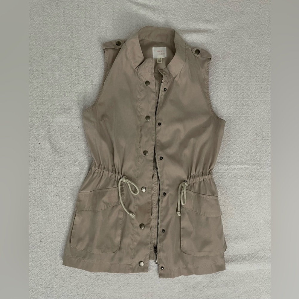 First Love Beige Vest with Snap Closure and Tie to Synch Waist